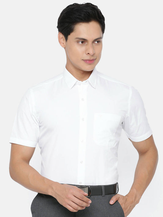 Ramraj Cotton Mens Half Sleeve Formal 100 % Cotton White Shirt 
