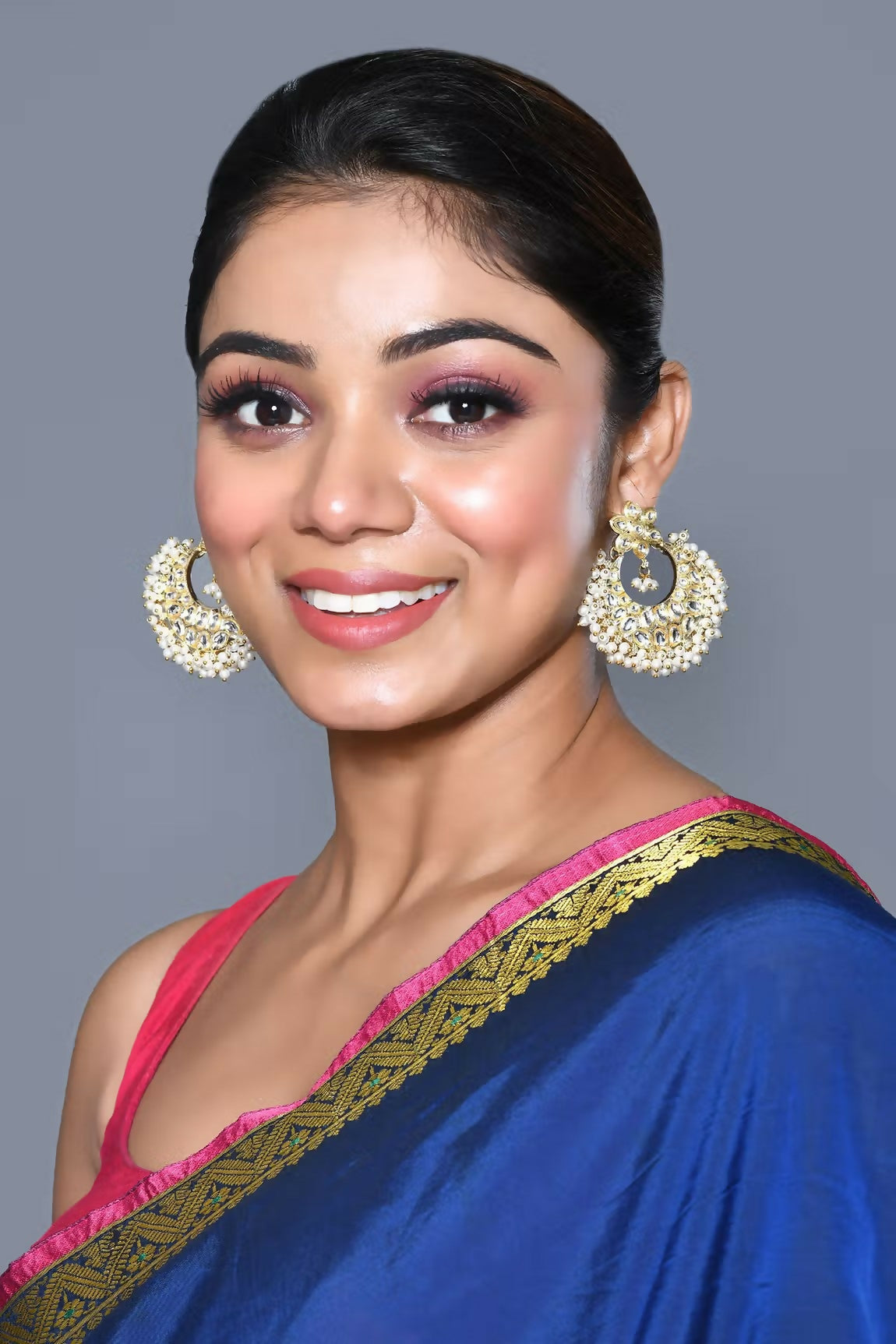 Joban Fashion Women Kundan Pearl Golden White Earrings 