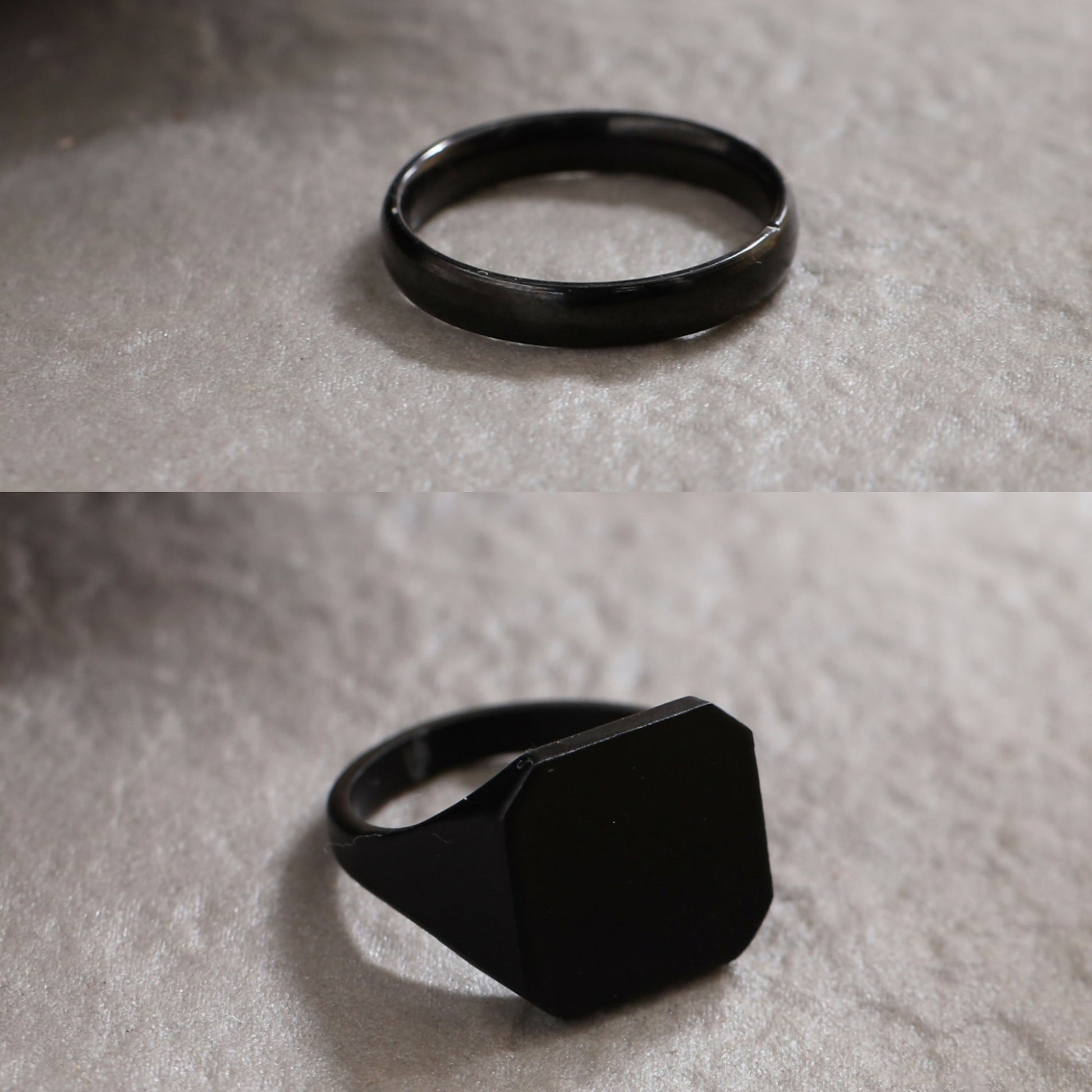 NVR Men's Set of 2 Black Rhodium-Plated Finger Ring - Grab2buy
