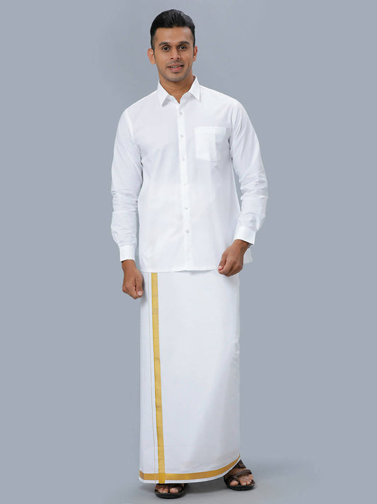 Ramraj Cotton Mens Full Sleeve Formal 100 % Cotton White Shirt 