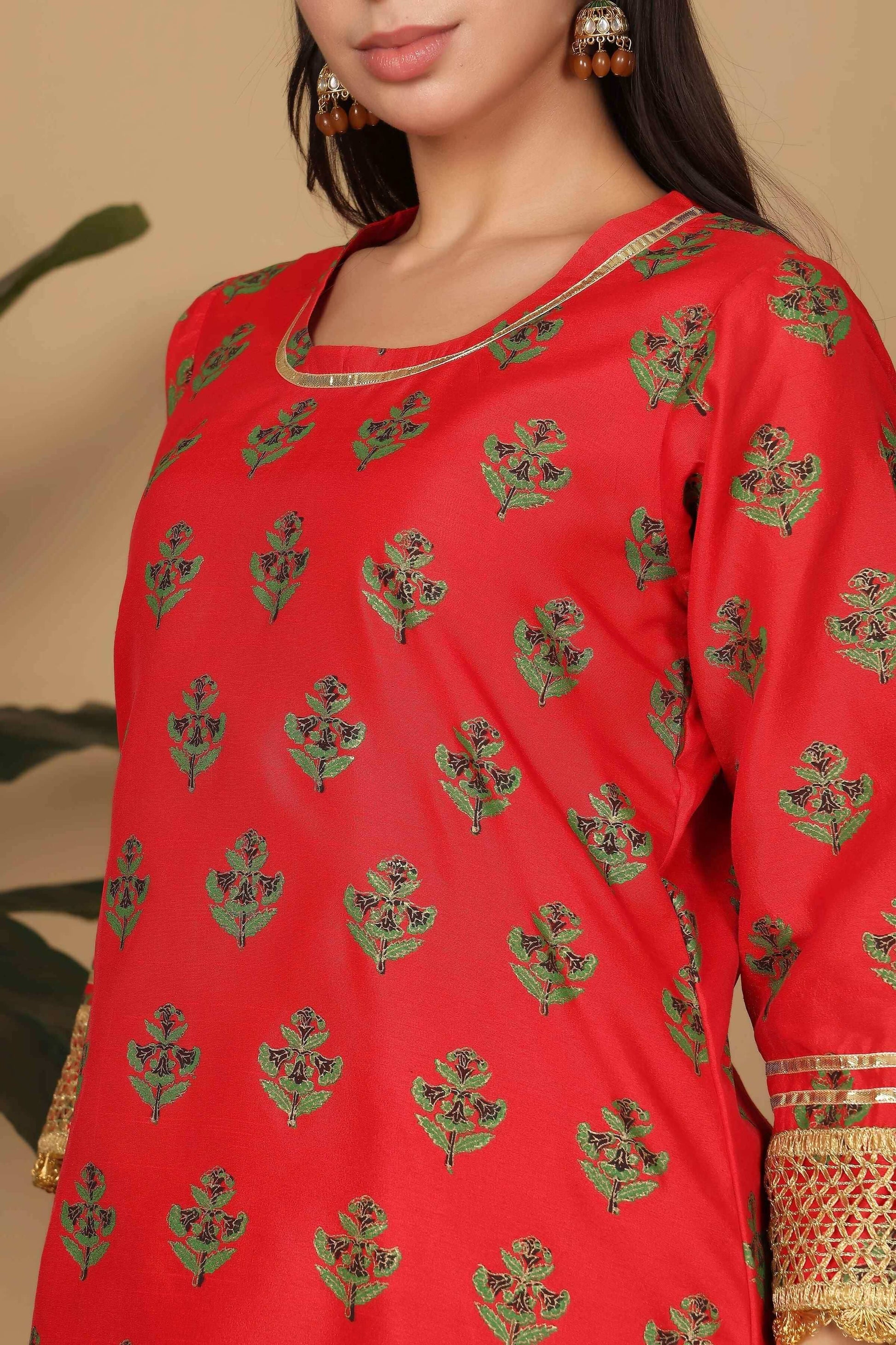Joban Fashion Red Silk Lehenga Set