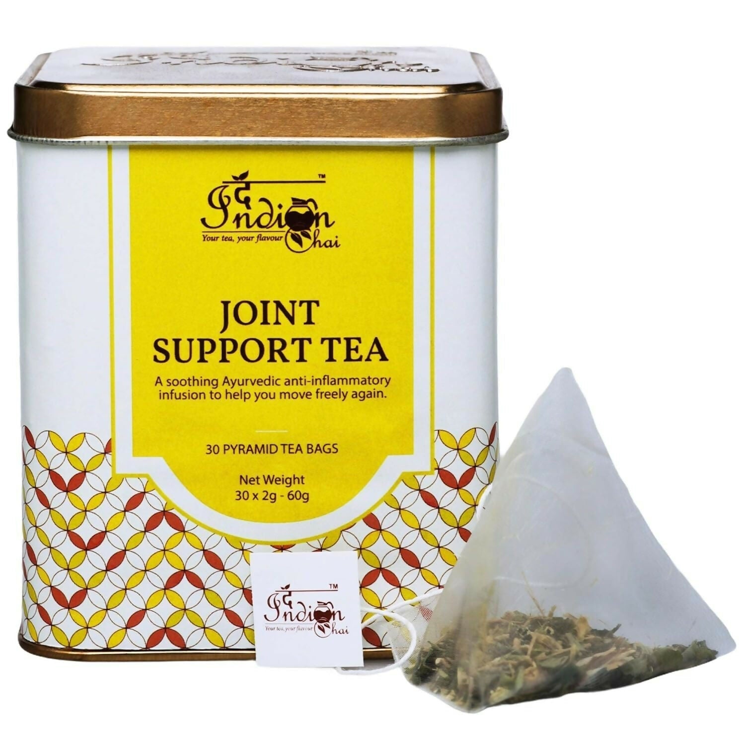 The Indian Chai - Joint Support Tea 30 Pyramid Tea Bags 