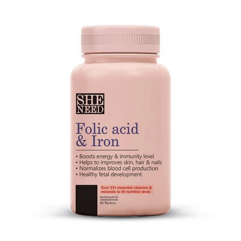 SheNeed Folic Acid & Iron Supplement Tablets For Pregnancy 