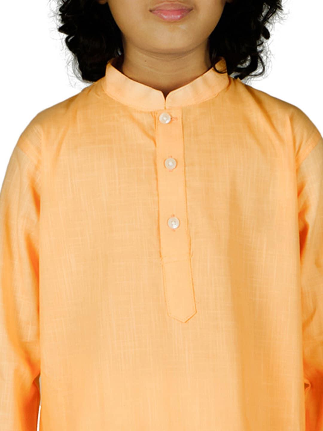Sethukrishna Boys Orange Pure Cotton Kurta with Dhoti Pants & With Dupatta