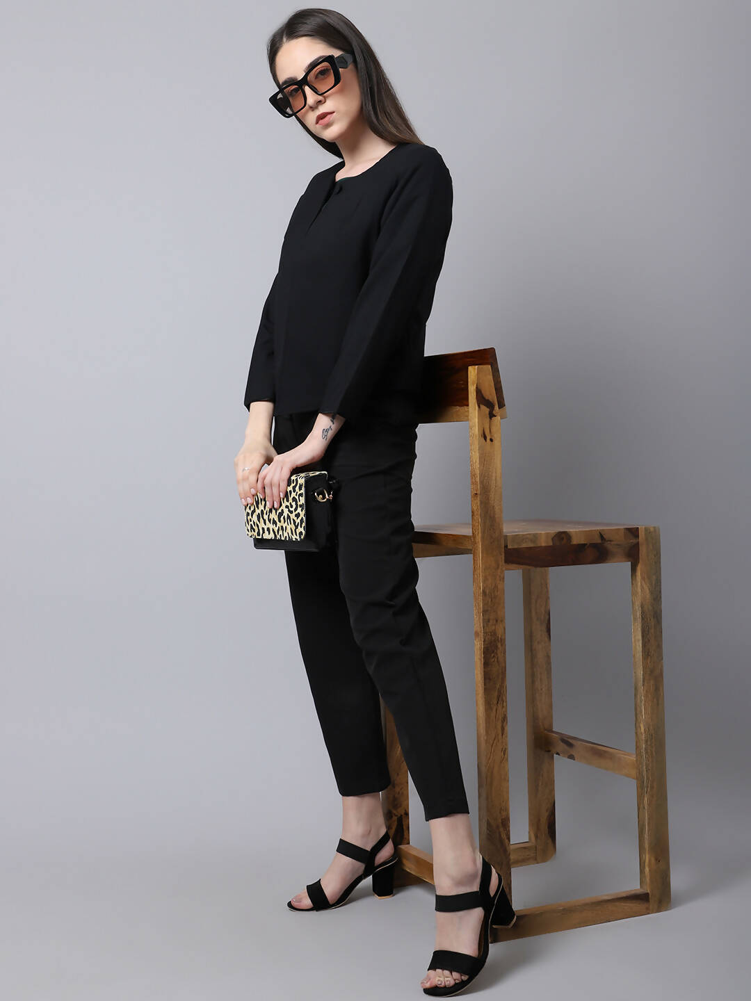 Even Apparels Black Polywool Open Front Statement Women's Jacket 