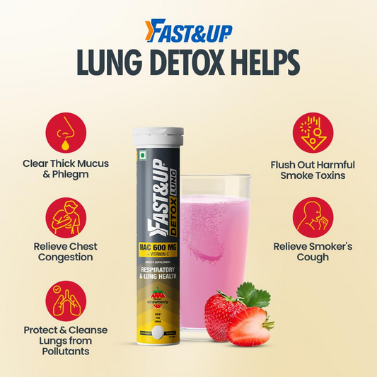 FAST&UP Detox Lung N-Acetylcysteine 600mg + Vitamin C - Strawberry Flavour Tablets 