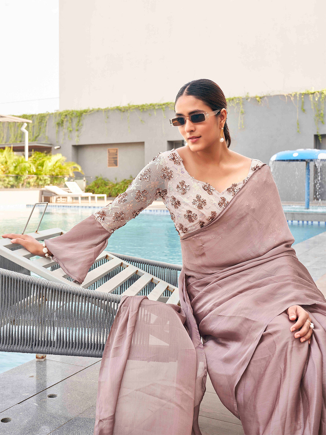 Tikhi Imli satin Grab2Buy with sequence embroidered blouse 