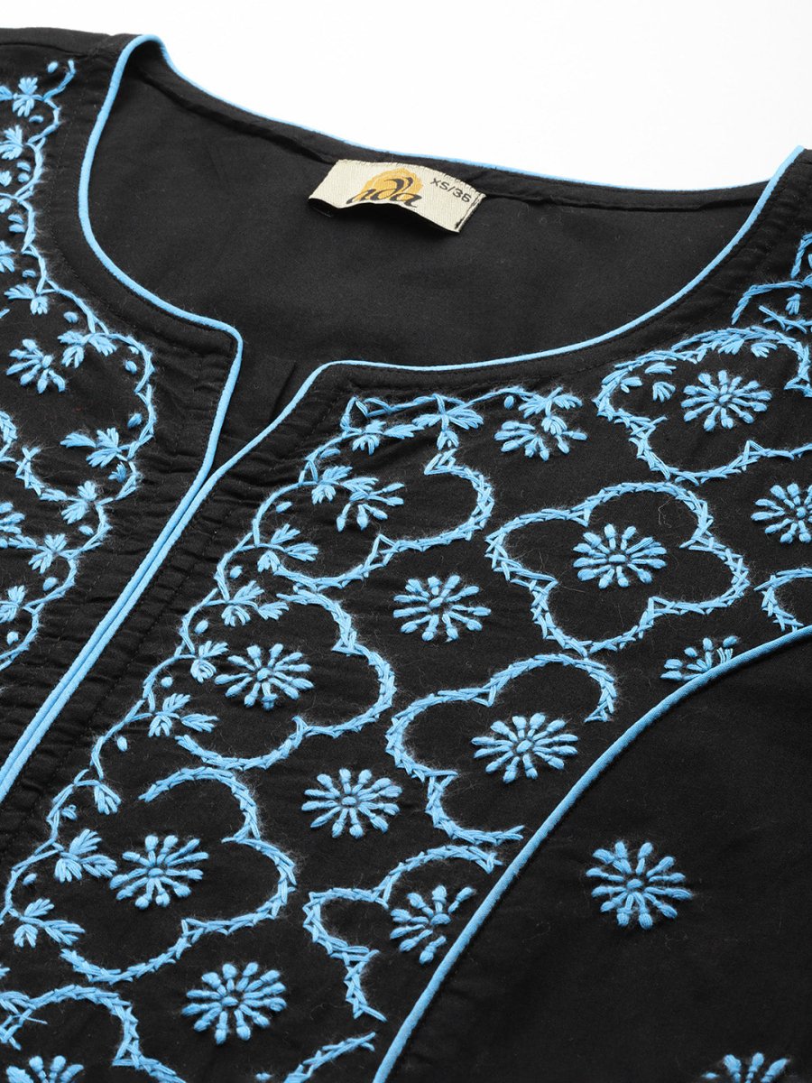 ADA Women Floral Embroidered Cotton Chikankari Kurta 