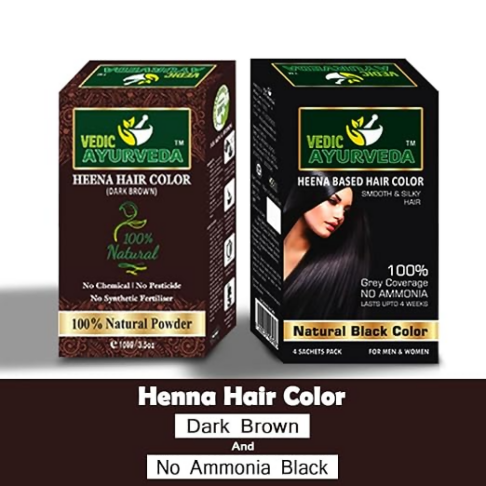 VedicAyurveda Natural Henna Dark Brown & No Ammonia Black Hair Color Powder  Grab2Buy VedicAyurveda Grab2Buy