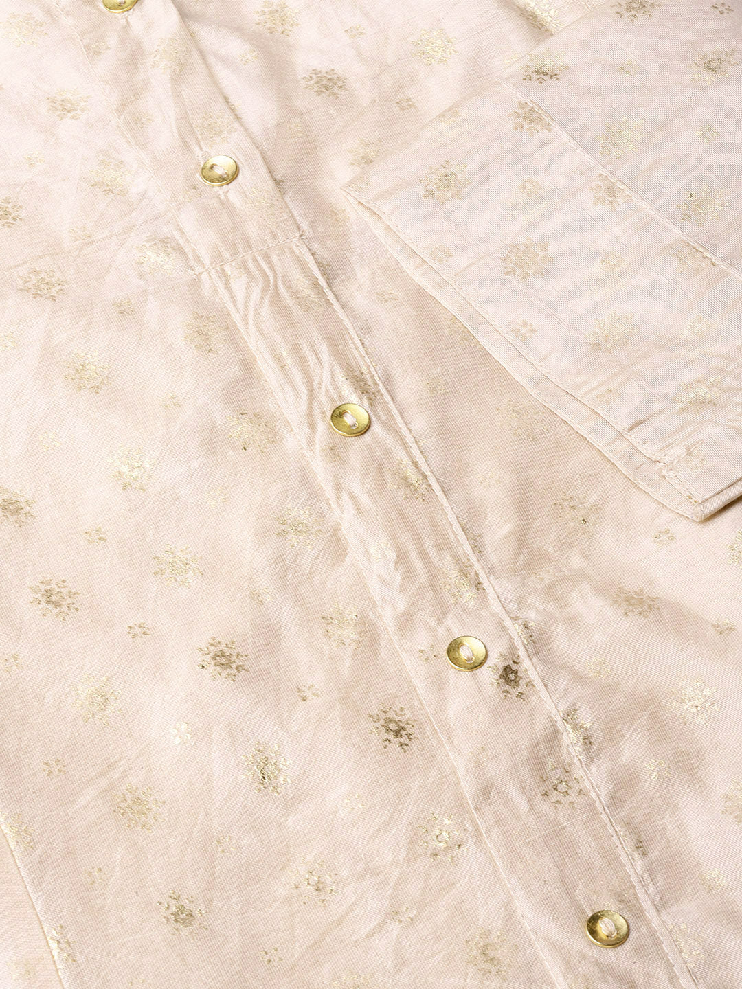 Juniper Womens Beige Chanderi Foil Print Kurta