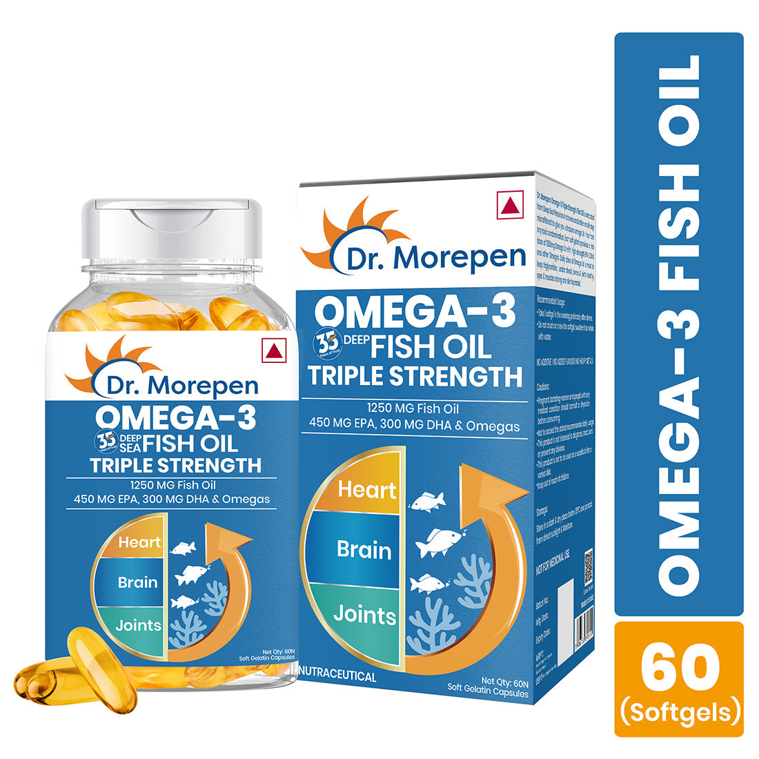 Dr. Morepen Omega-3 Deep Sea Fish Oil Triple Strength Softgels - Grab2buy