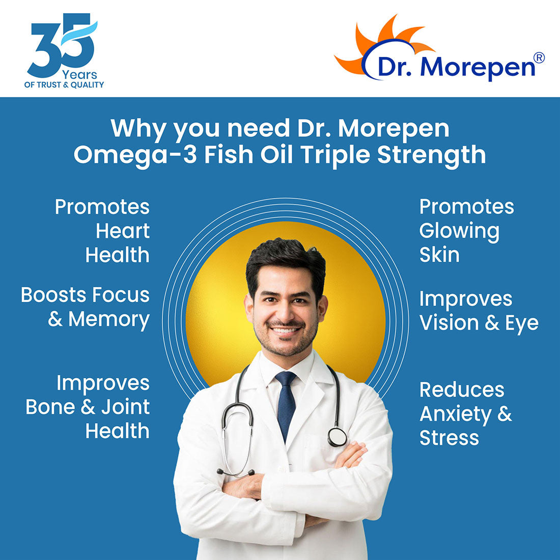 Dr. Morepen Omega-3 Deep Sea Fish Oil Triple Strength Softgels - Grab2buy