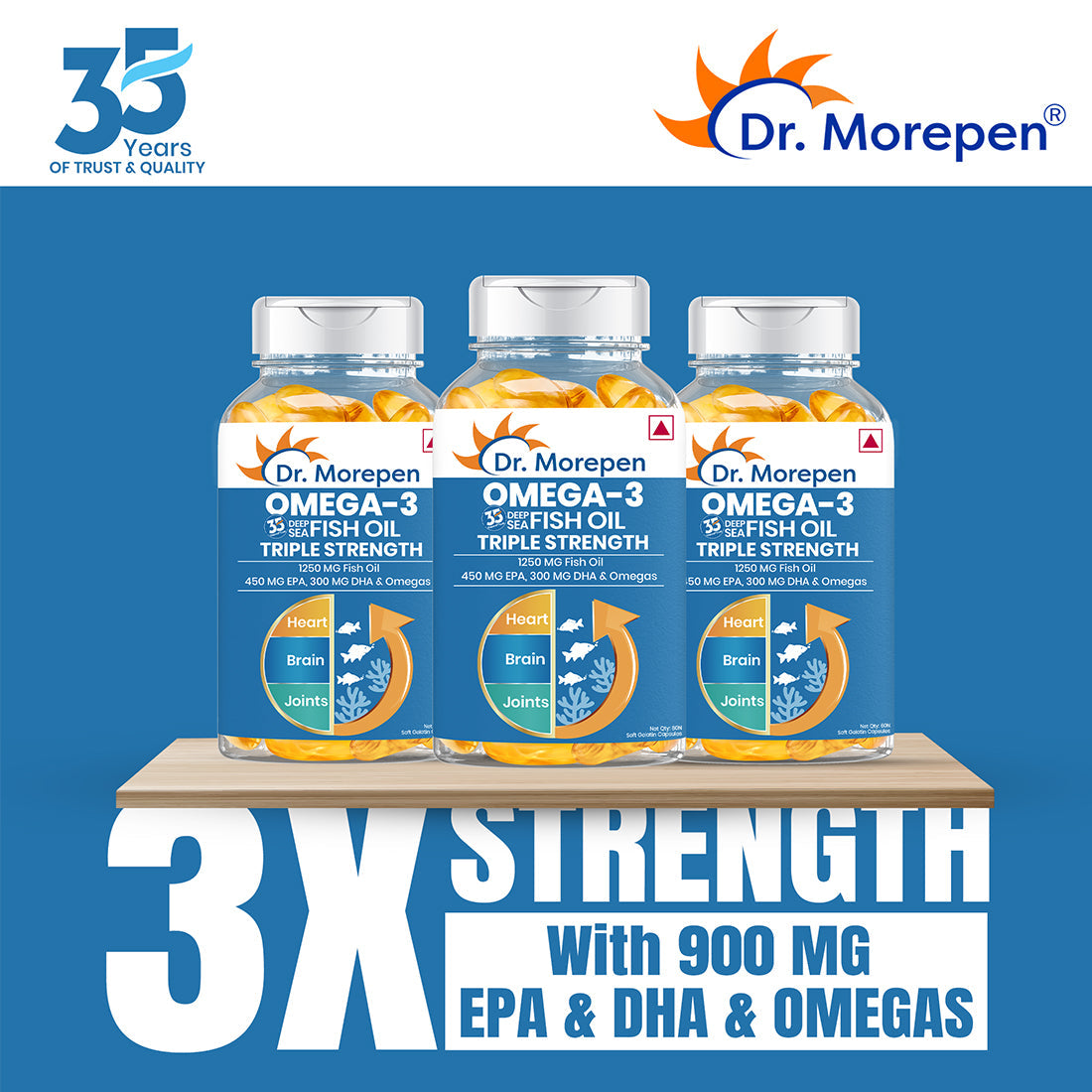 Dr. Morepen Omega-3 Deep Sea Fish Oil Triple Strength Softgels - Grab2buy