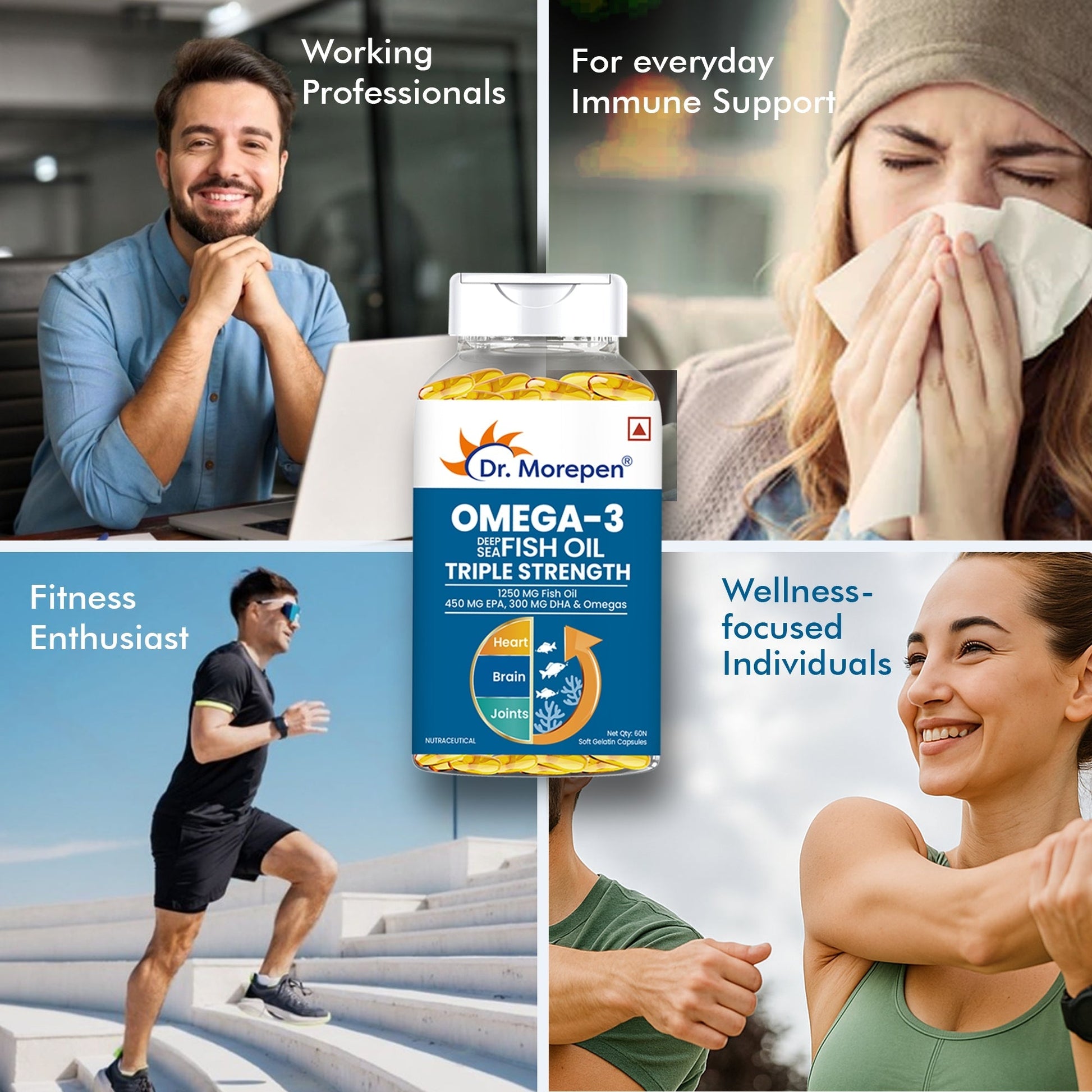 Dr. Morepen Omega-3 Deep Sea Fish Oil Triple Strength Softgels 