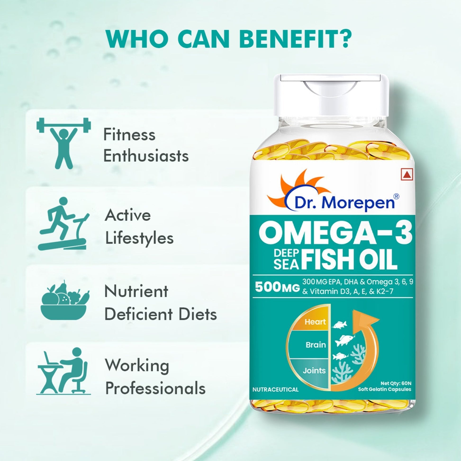 Dr. Morepen Omega-3 Deep Sea Fish Oil 500mg Softgels 