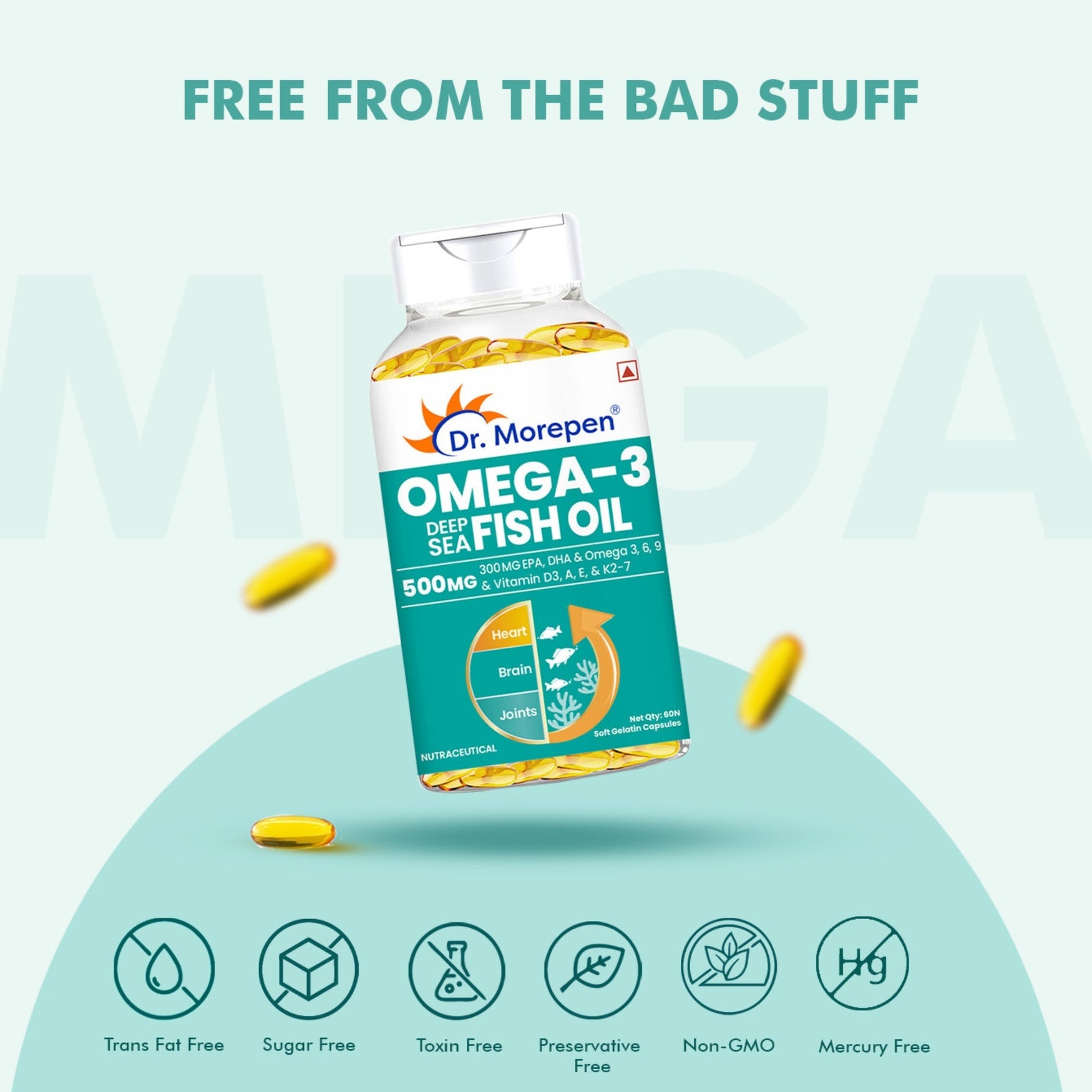 Dr. Morepen Omega-3 Deep Sea Fish Oil 500mg Softgels 