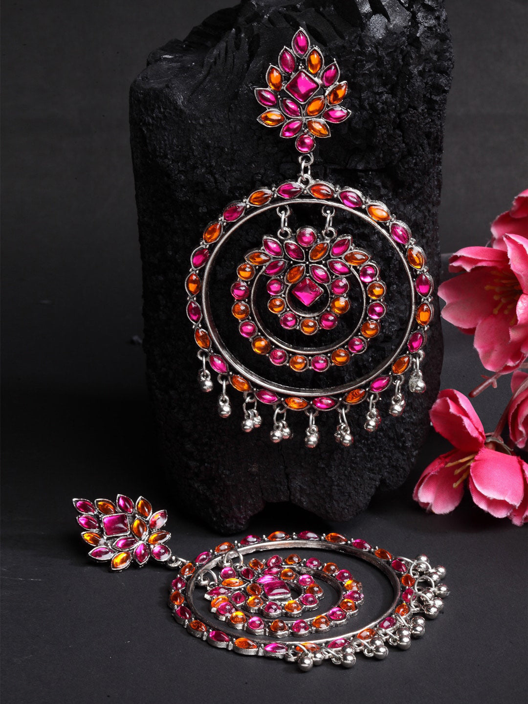 Shining Diva Multicoloured Oxidised Contemporary Drop Earrings - Grab2buy
