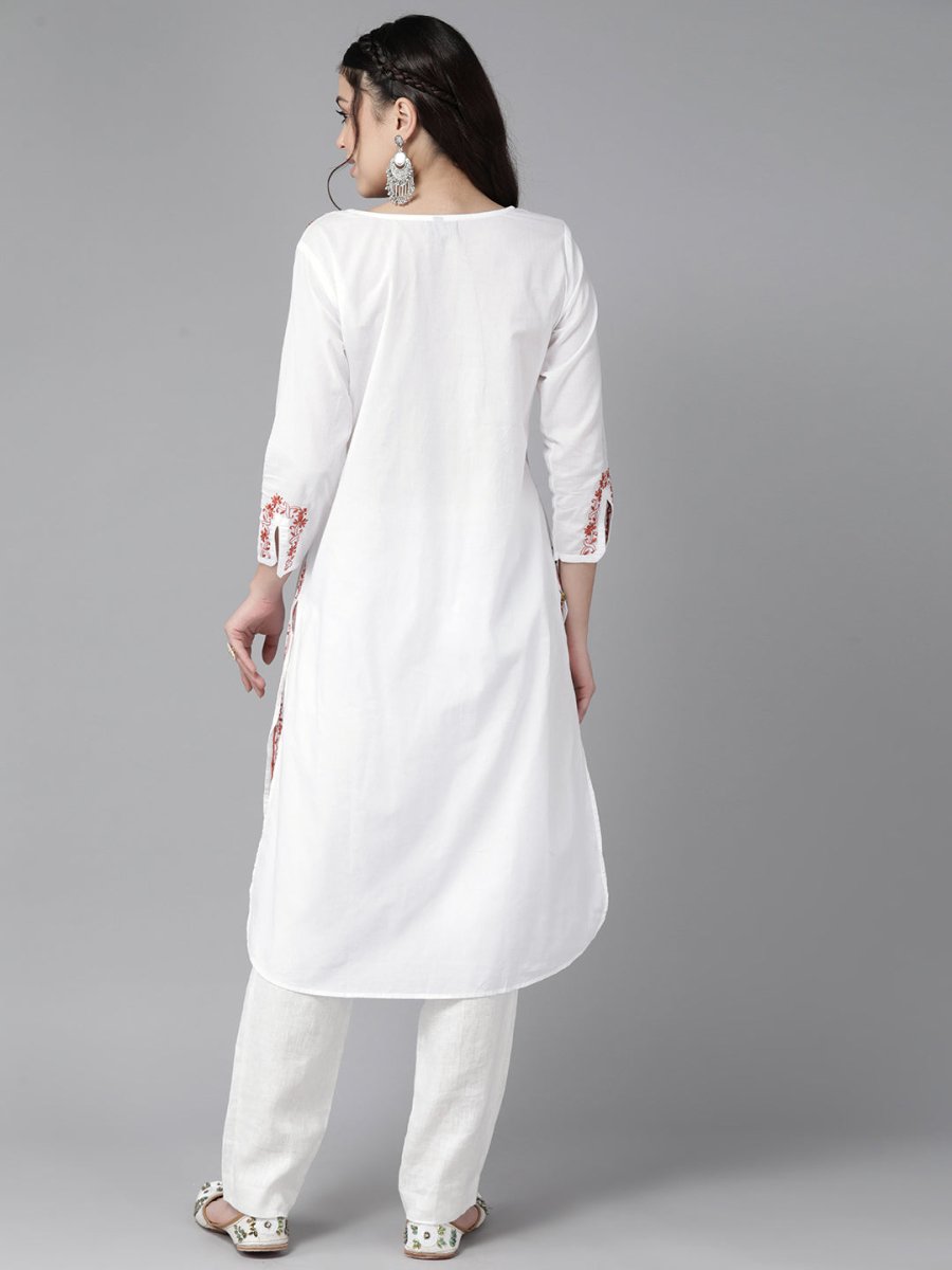 ADA Embroidered Chikankari Cotton Kurta 