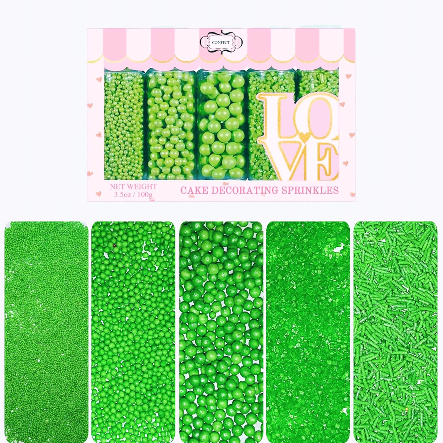 Confect Sprinkles for Cakes & Cupcakes Decoration | USP-11(Pea Green)