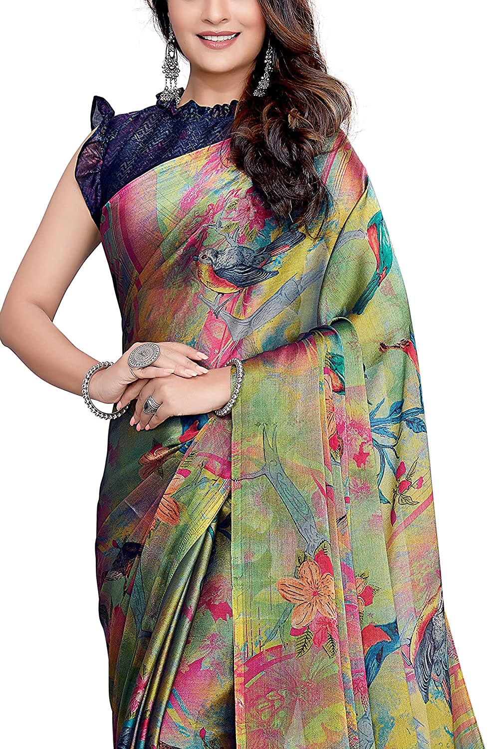 Mirchi Fashion Women's Chiffon Forest Designer Saree