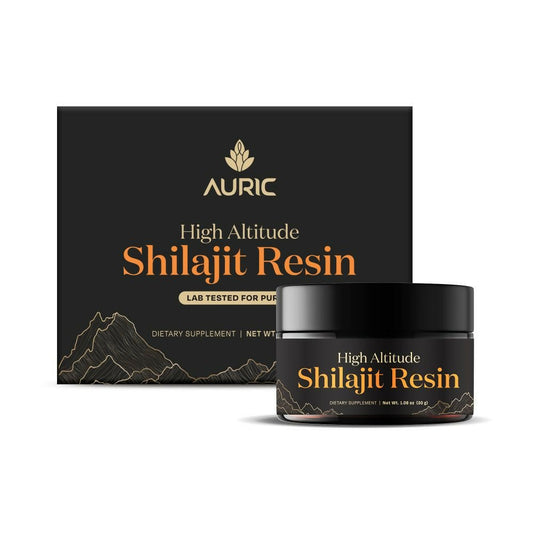 Auric Lab-Certified High-Altitude SJ Resin | 75% Fulvic Acid + Humic Acid | 80+ Trace Minerals with Real Brass Spoon Included | Grab2Buy