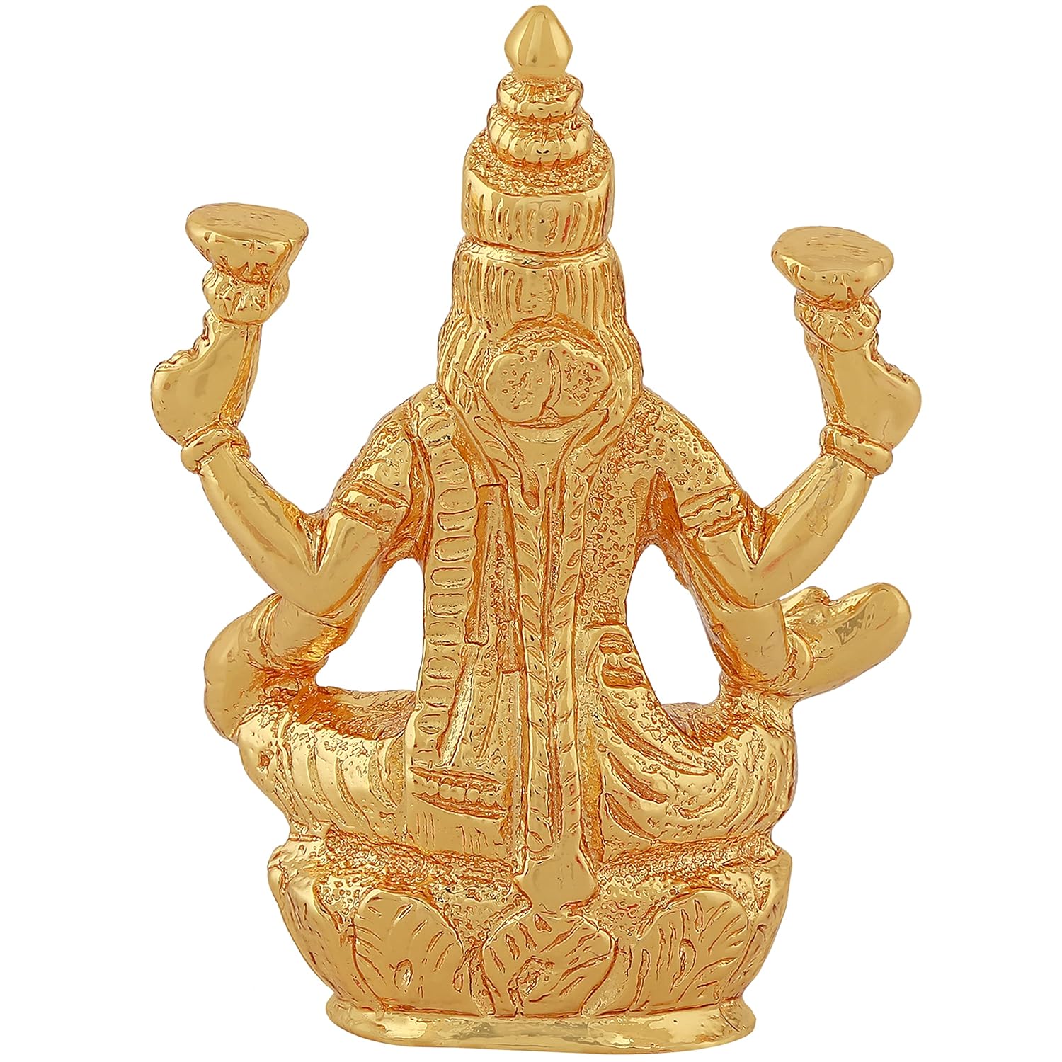Estele Gold-Polished goddess of wealth Laxmi Devi on lotus Idol for Home/Car decor 