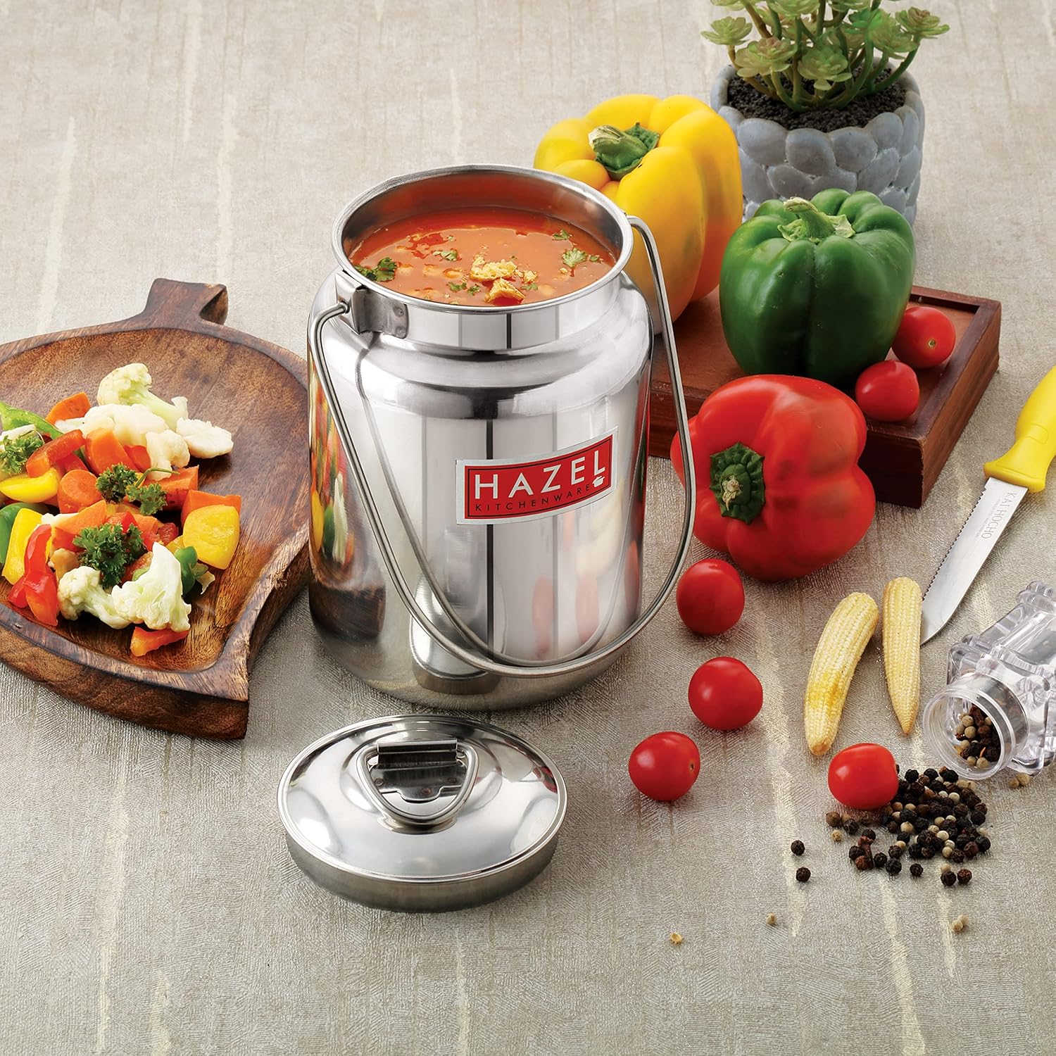 HAZEL Stainless Steel Plain Barani, 1 LTR