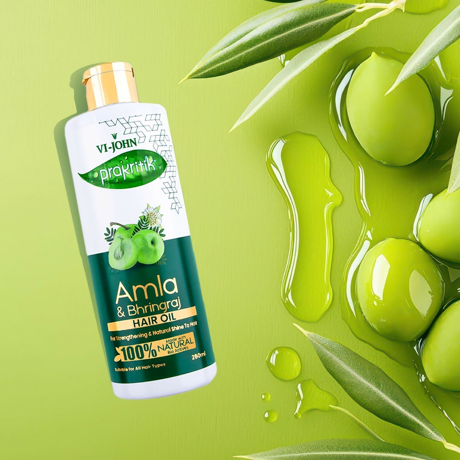 VI-JOHN Prakritik Amla & Bhringraj Hair Oil For premature greying, 100% Natural Bio-Actives  Grab2Buy VI-JOHN Grab2Buy