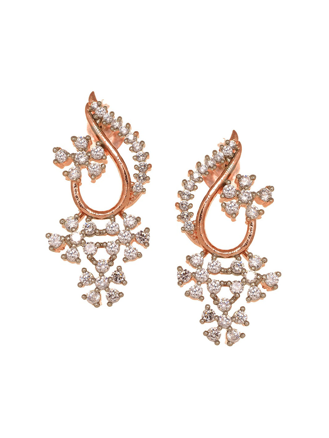 Saraf RS Jewellery Rose Gold-Plated White AD-Studded Jewellery Set - Grab2buy