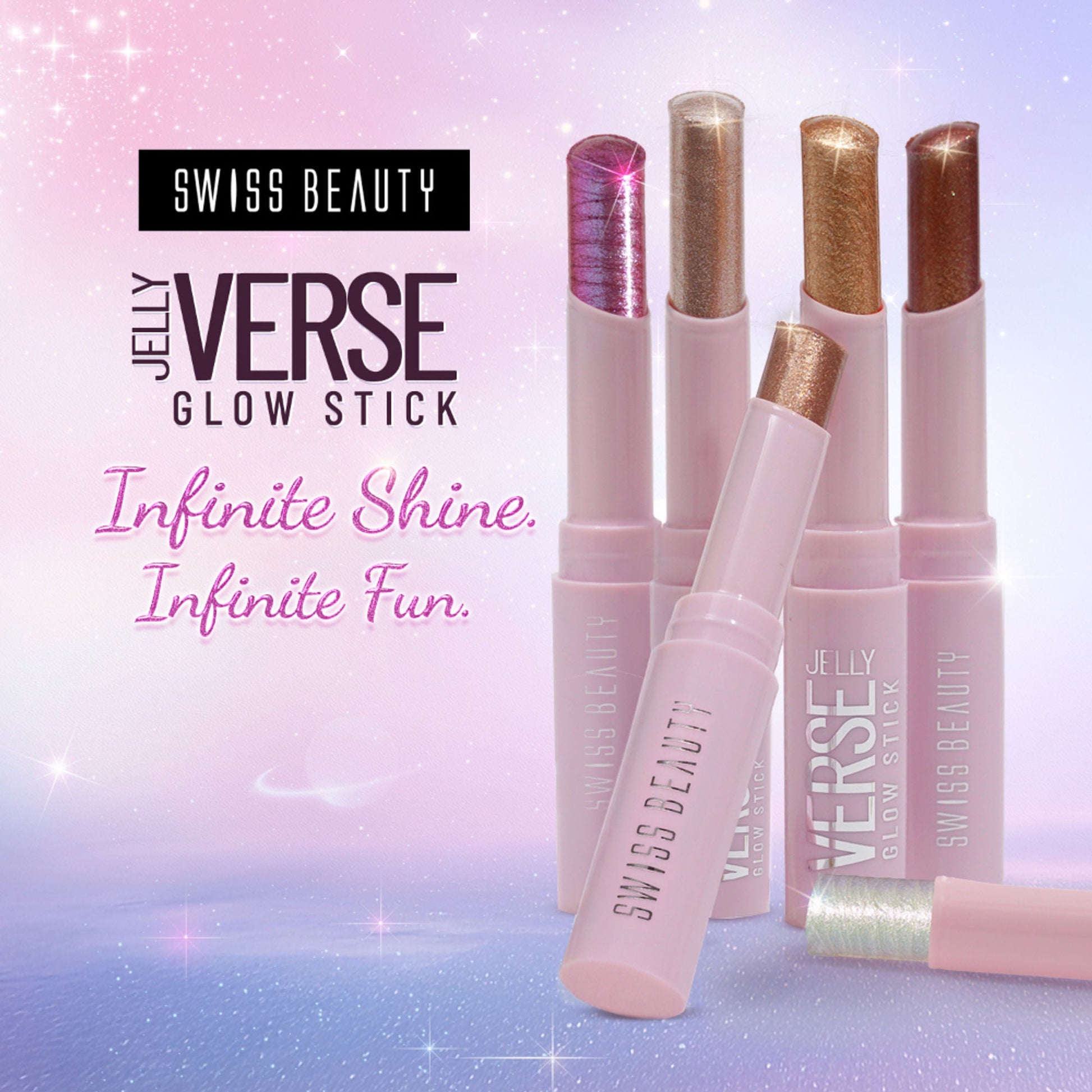 Swiss Beauty Jelly Verse Glow Eyeshadow Stick , Rich Color Payoff, Crease-Proof - Twilight Beam