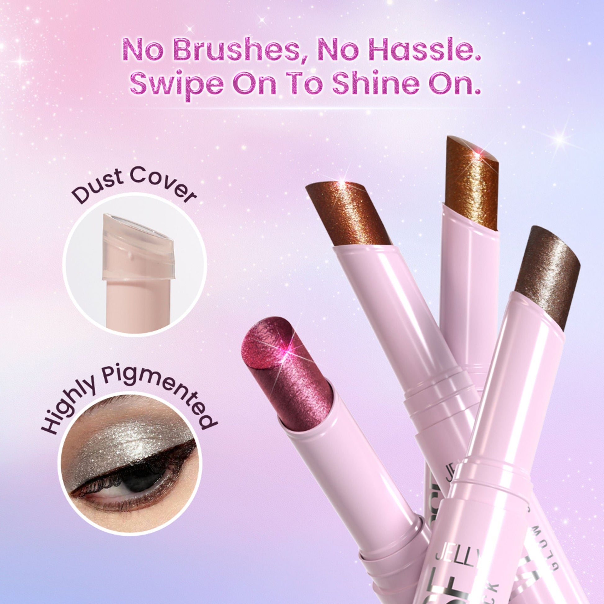 Swiss Beauty Jelly Verse Glow Eyeshadow Stick , Rich Color Payoff, Crease-Proof - Twilight Beam