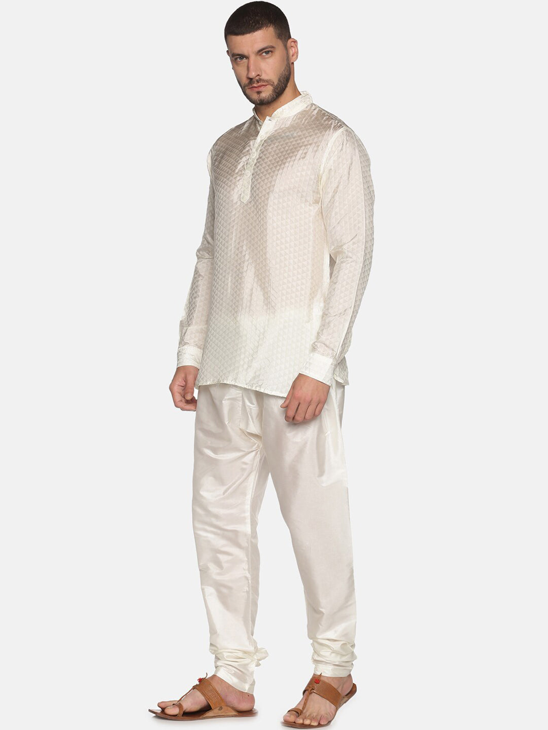 Sethukrishna Cream-Coloured Kurta with Pyjamas For Men