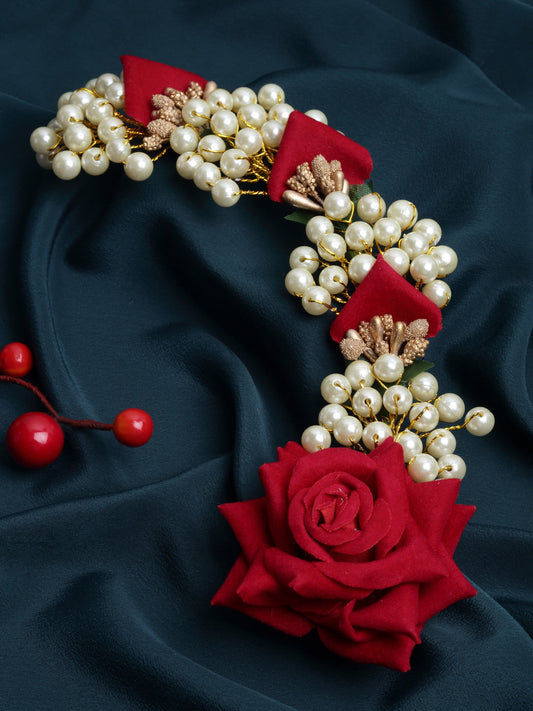 Panash Women Gold-Toned & Red Embellished Hair Accessory Set of - Grab2buy