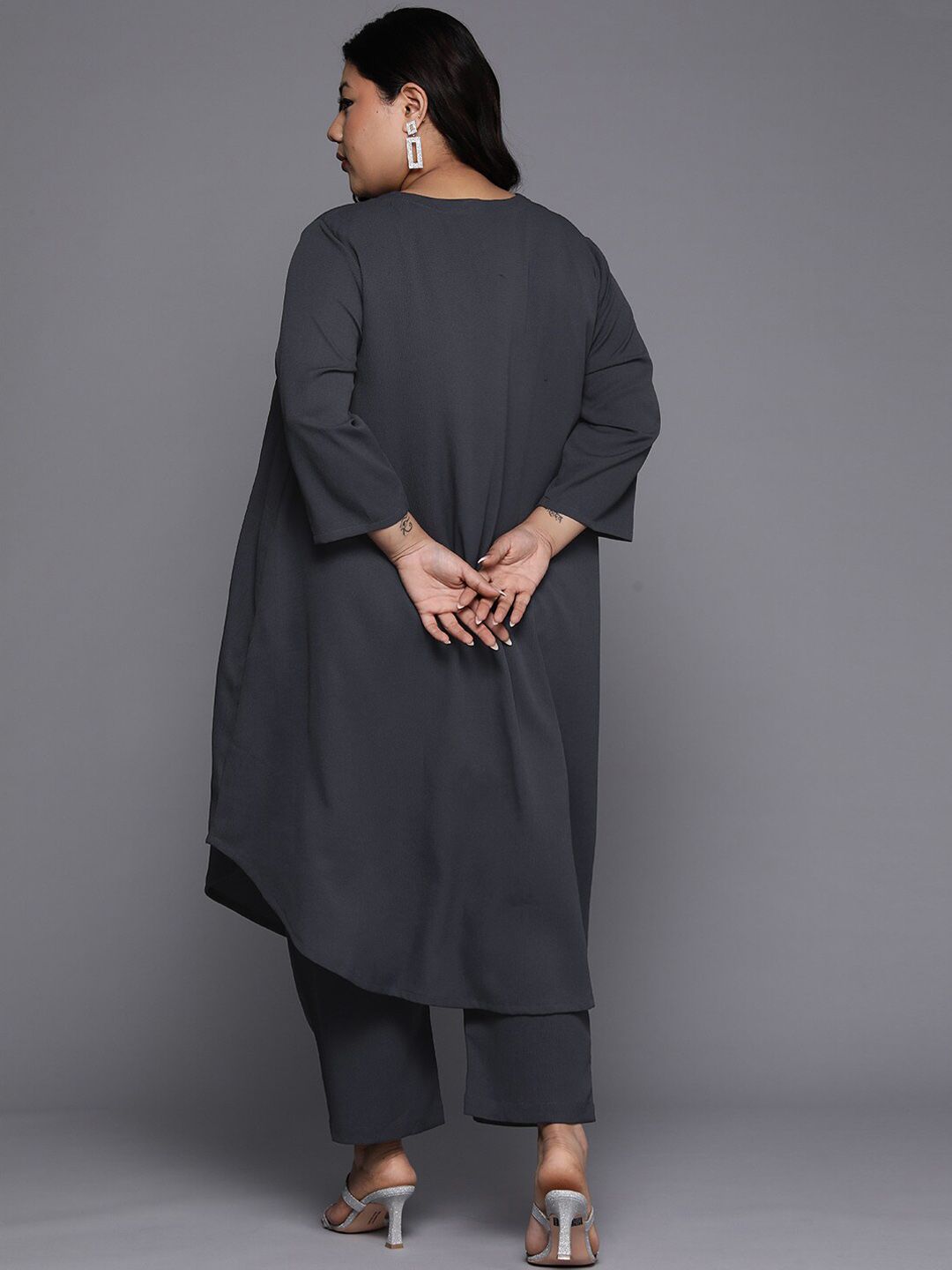 Sztori Plus Size V Neck A Line Kurta With Trouser