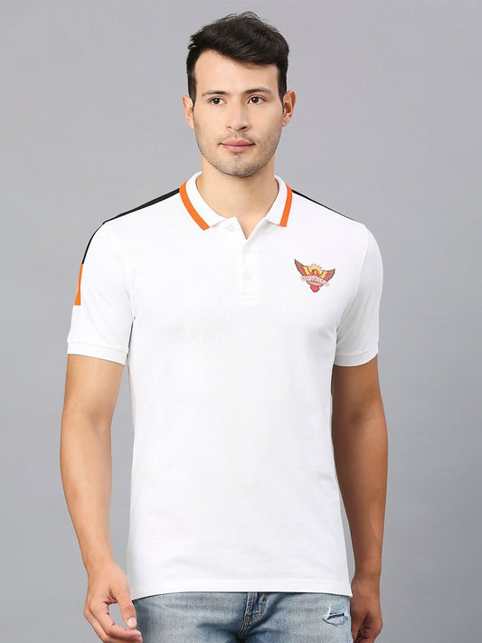 Fancode Sunrisers Hyderabad IPL Printed Polo Collar Cotton Sports T-shirt