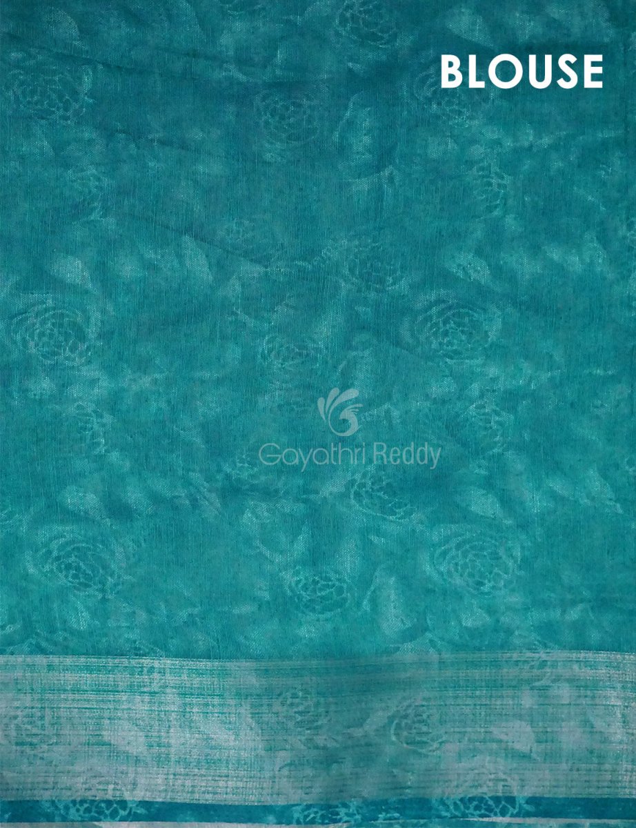 Baby Peach Floral Print Semi Chanderi Grab2Buy By Gayathri Reddy Designer Studio 