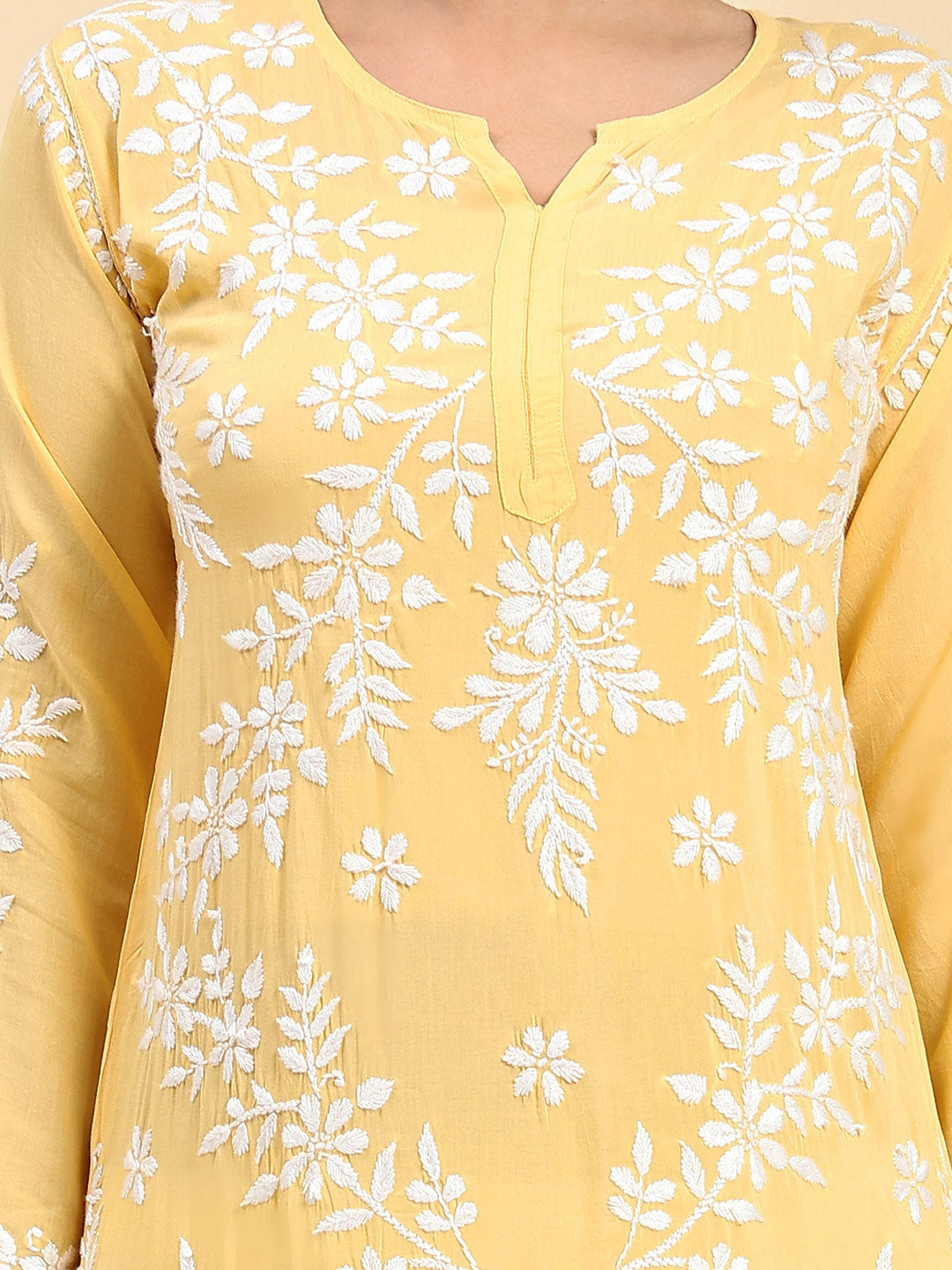 HOUSE OF KARI Ethnic Motifs Embroidered Chikankari Straight Kurta 
