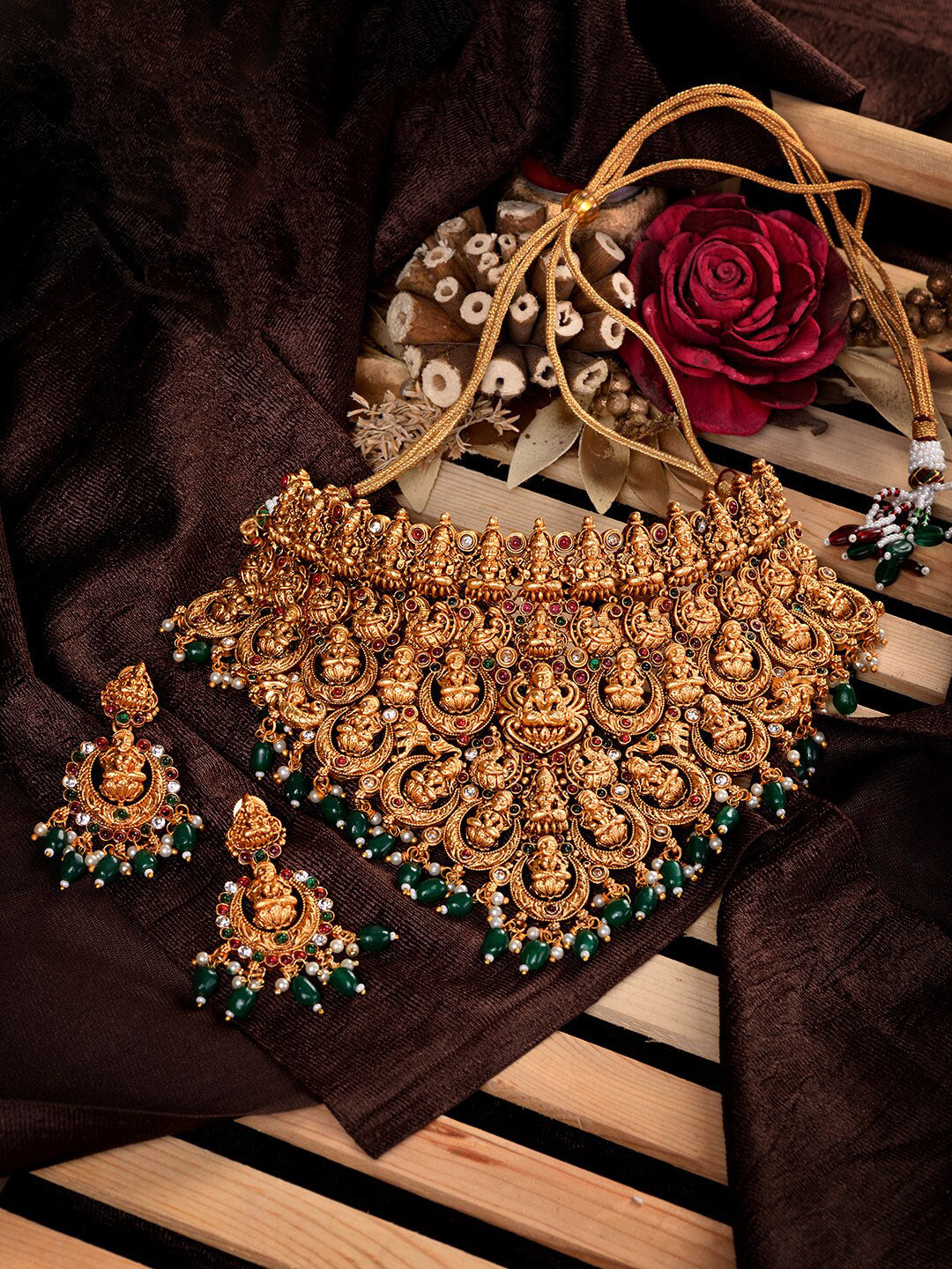 Saraf RS Jewellery Gold-Plated Stone-Studded Jewellery Set - Grab2buy
