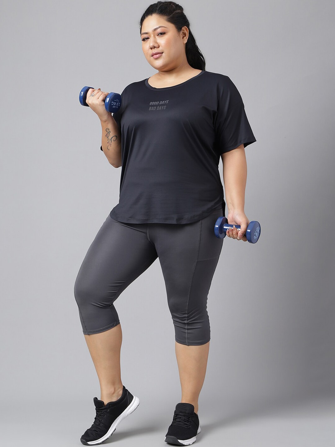 MKH Plus Size Typography Printed Dri-FIT Sports T-Shirt 