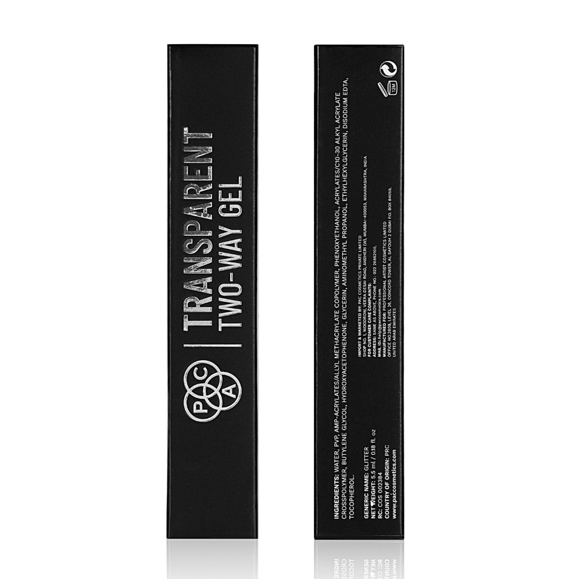 PAC Studio Transparent Two Way Gel - Lightweight Gel Formula, Glue for Chunky Glitter with Zero Fallout
