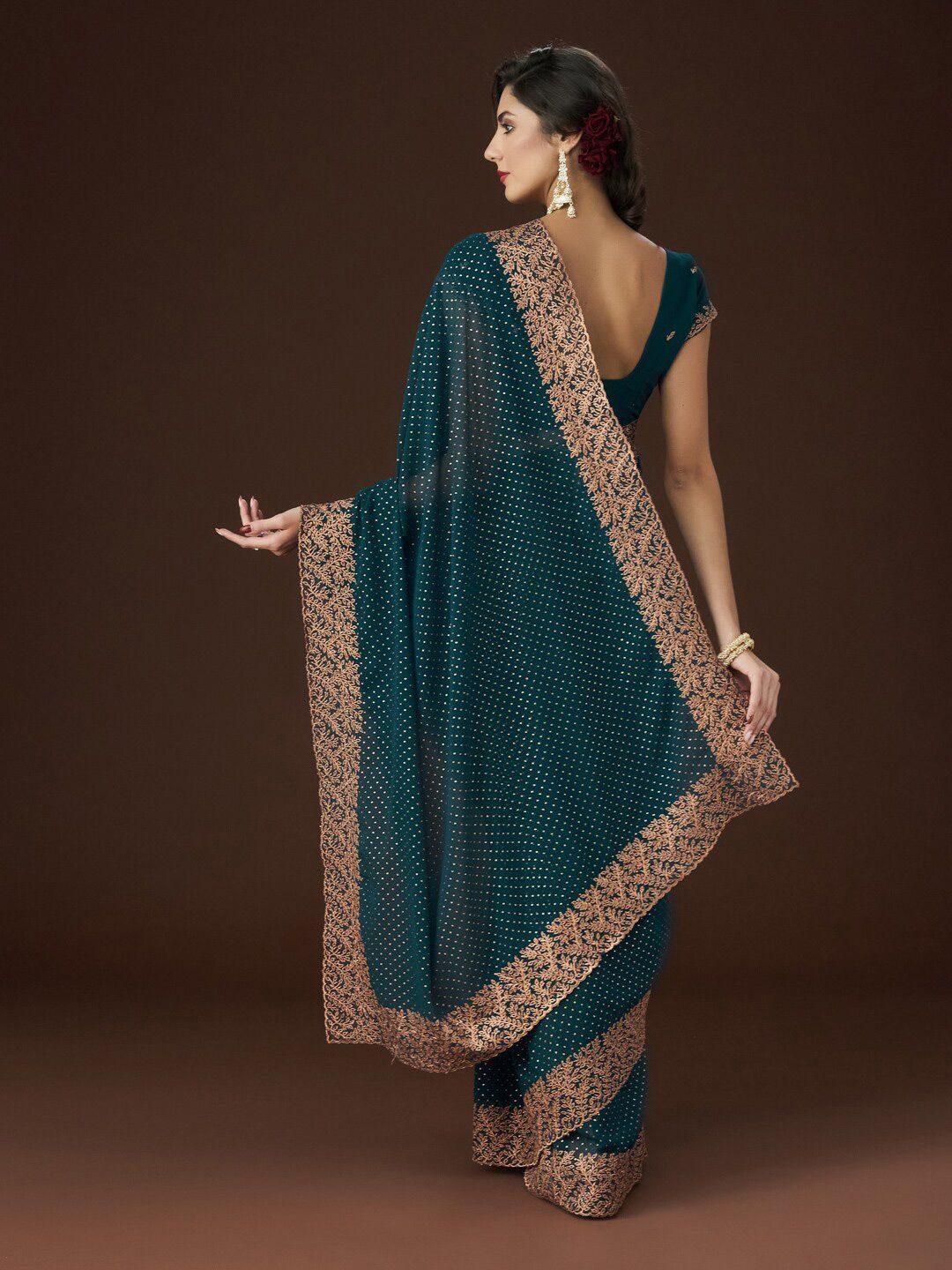 kasee Floral Embroidered Embellished Saree