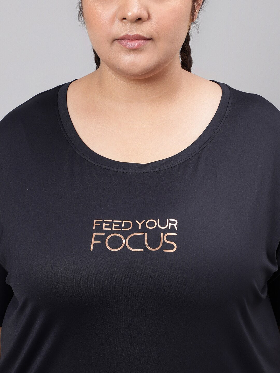 MKH Plus Size Typography Printed Relaxed Fit Dri-FIT T-shirt 