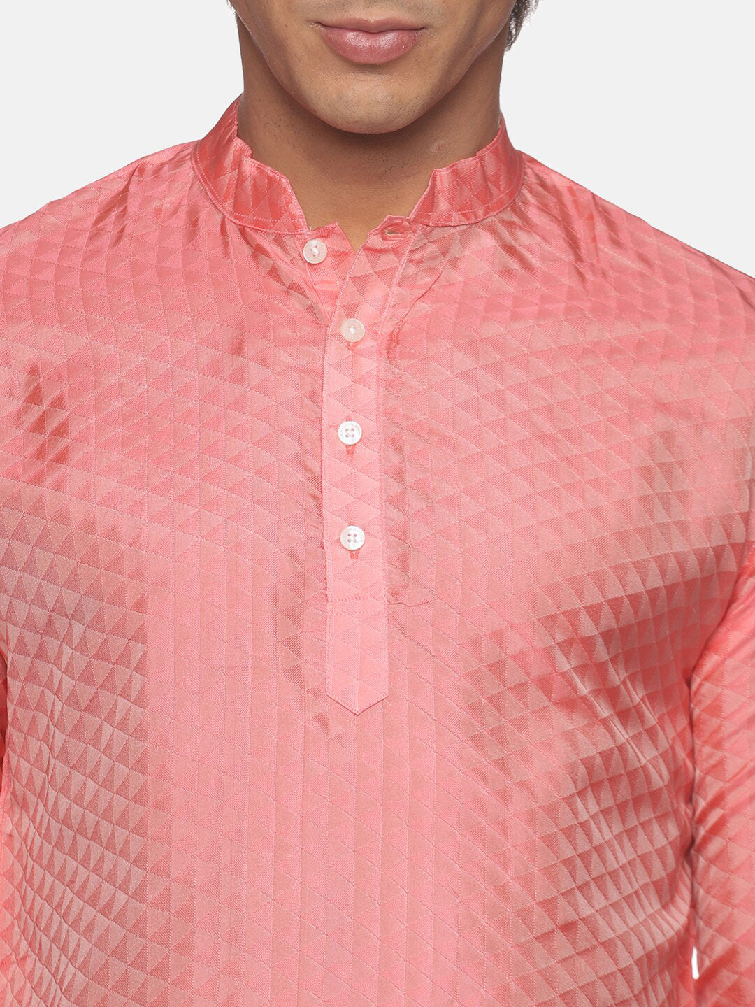 Sethukrishna Men Peach-Coloured Kurta with Pyjamas