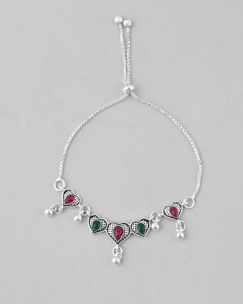 VOJ Set of 2 Traditional Heart Shaped Designer Anklet 