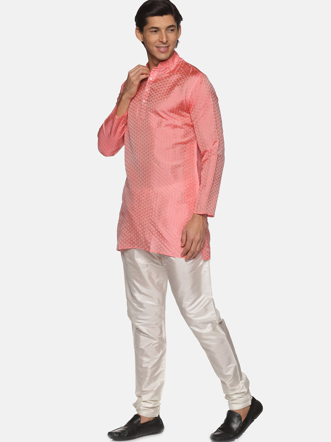 Sethukrishna Men Peach-Coloured Kurta with Pyjamas