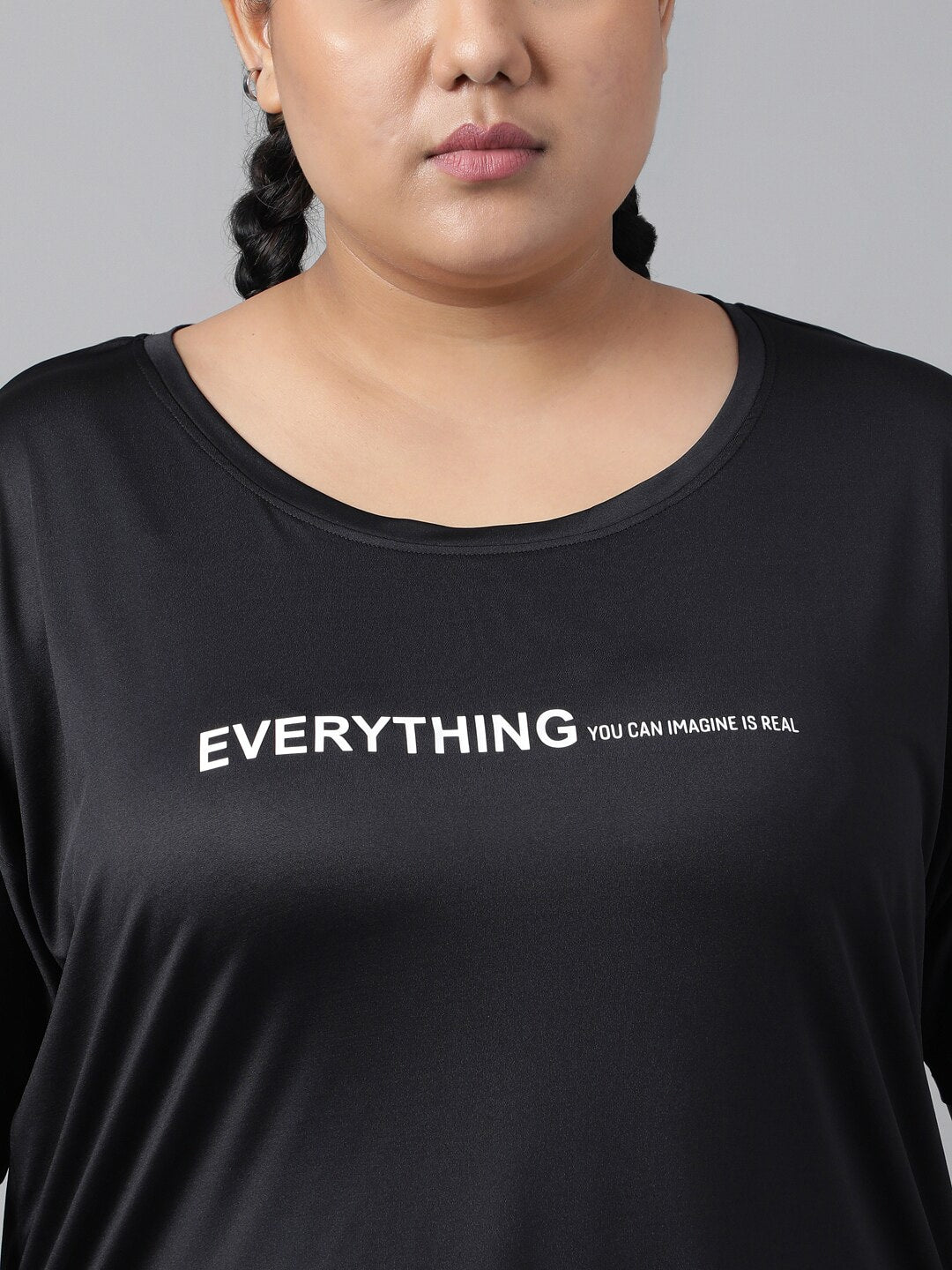 MKH Plus Size Relaxed Fit Typography Printed Drop Shoulder Sleeves Dri-Fit Sports T-shirt 