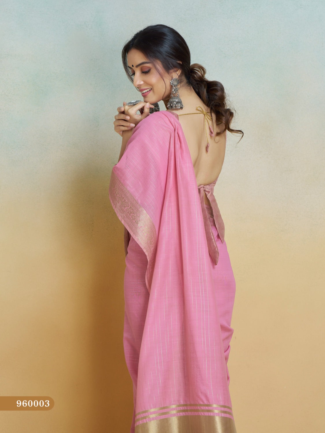 Anaita Pink Handloom Khadi Silk Zari Woven Work Saree With Blouse Piece