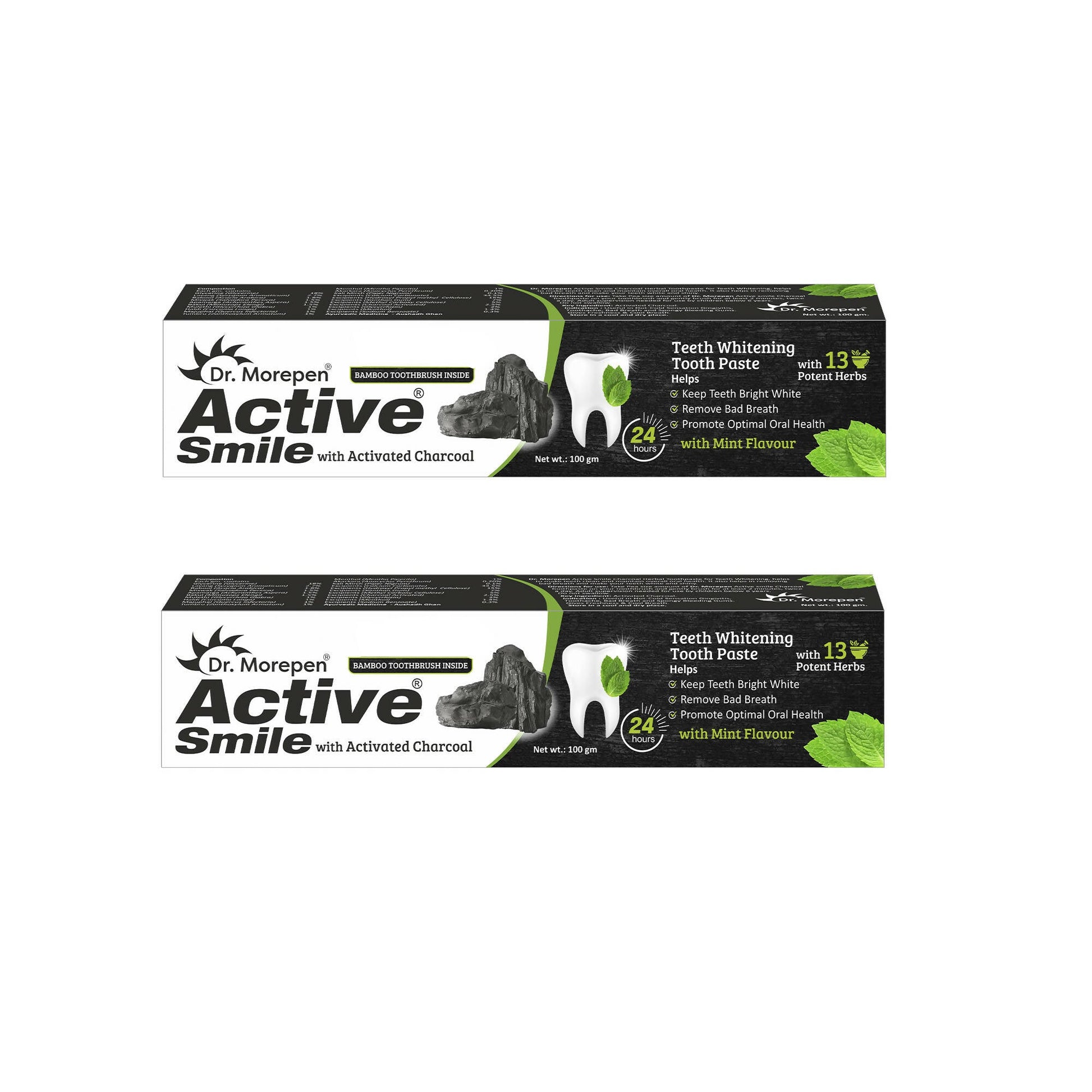 Dr. Morepen Active Smile Charcoal Toothpaste for Teeth Whitening & Bad Breath Removal - Grab2buy