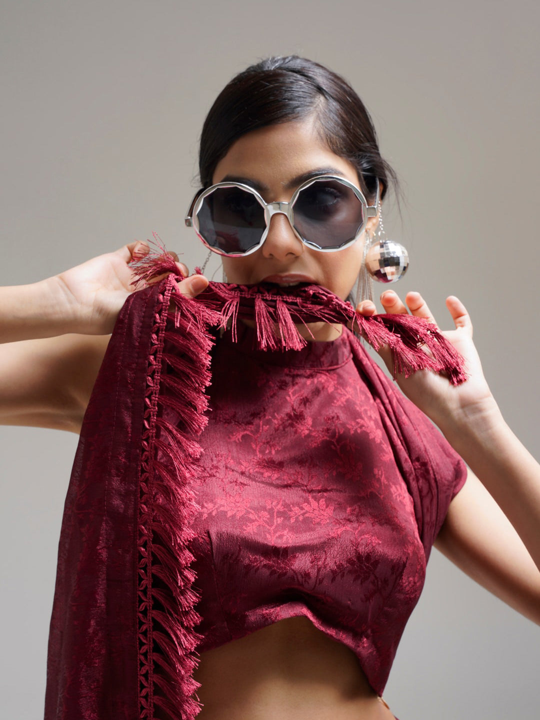 Tikhi Imli Maroon Woven Design Grab2Buy 