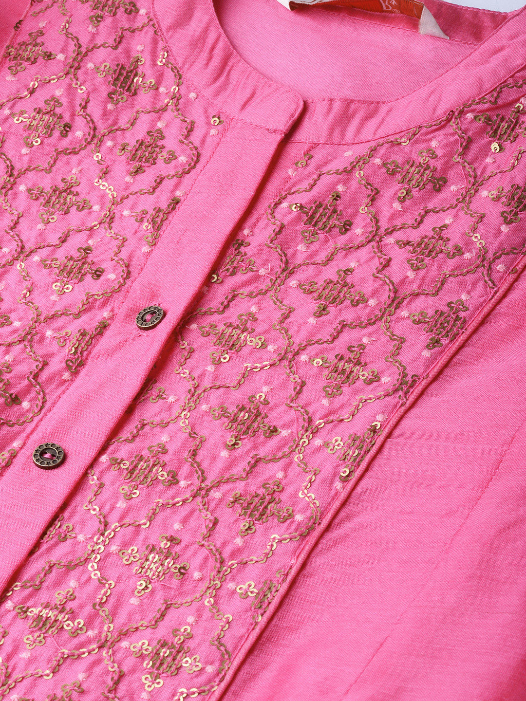 Juniper Women Fuchsia Chanderi Embellished Anarkali Kurta
